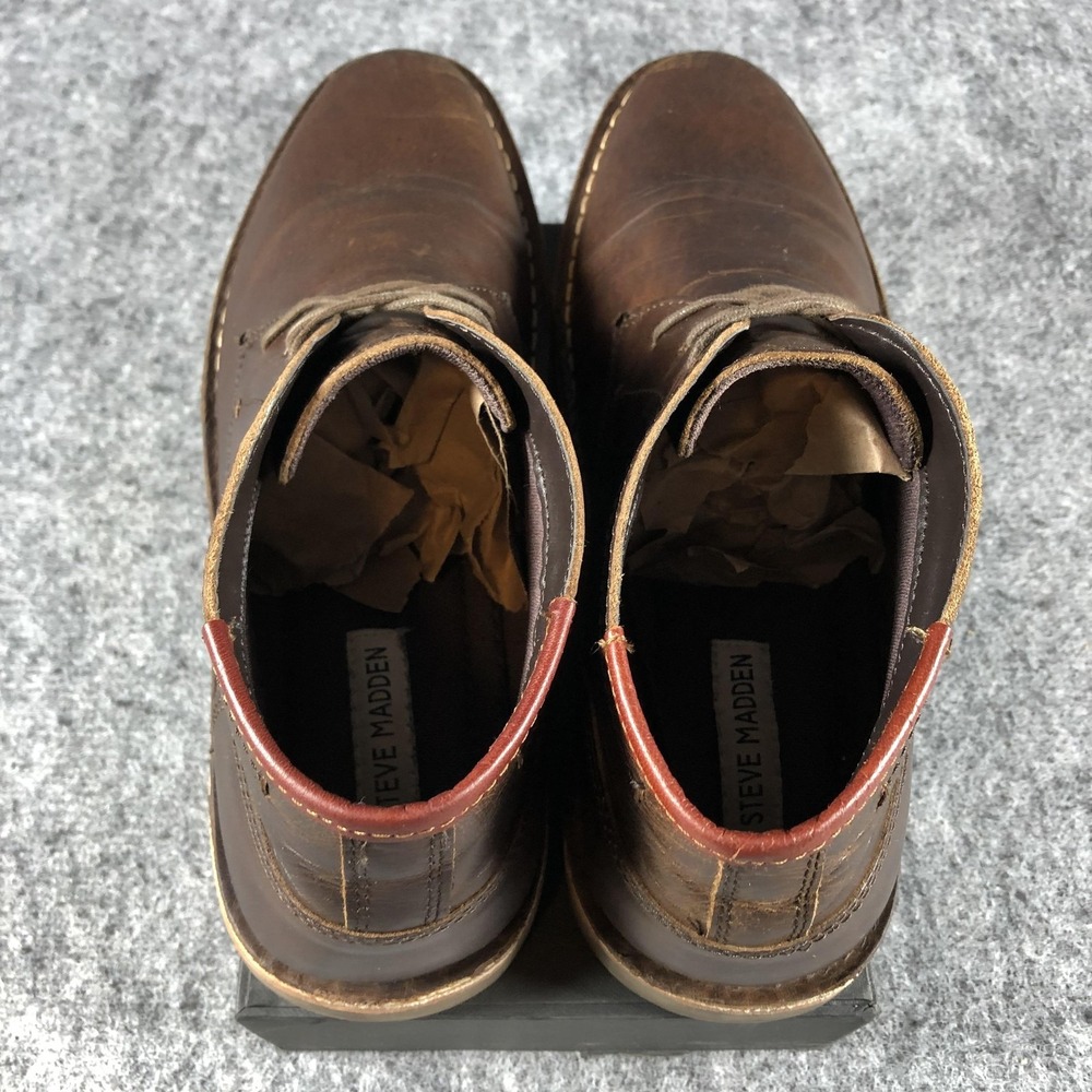 Steve Madden Boots Mens Size 10 Dark Brown Leather Heston Chukka Lace Up 983 - Picture 8 of 16